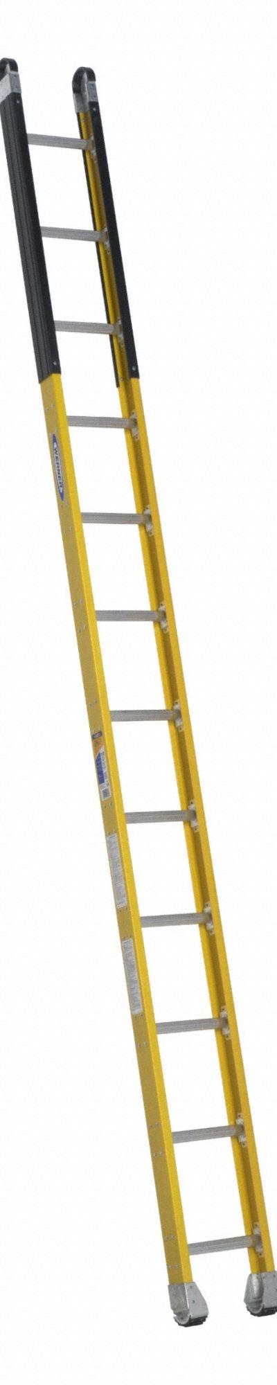 WERNER Straight Ladder: 12 ft Ladder Size - Manhole Non-Conductive Fiberglass Ladders