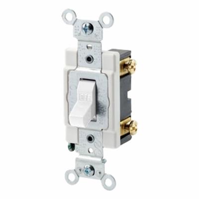 LEVITON Wall Switch: Toggle Switch, Single Pole, Maintained, White, 120/277V AC - Toggle Wall Switches