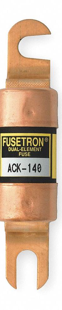 BUSSMANN Forklift Limiter Fuse: ACK Series, Bolt-On, Gen Purpose, 140 A, 72 V DC, Non-Indicating (MPN ACK-140). Key specifications — Brand: BUSSMANN; Series: ACK.