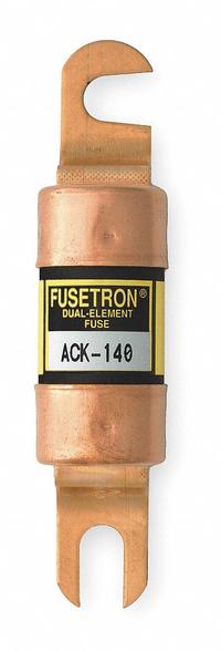 BUSSMANN Forklift Limiter Fuse: ACK Series, Bolt-On, Gen Purpose, 140 A, 72 V DC, Non-Indicating (MPN ACK-140). Key specifications — Brand: BUSSMANN; Series: ACK.
