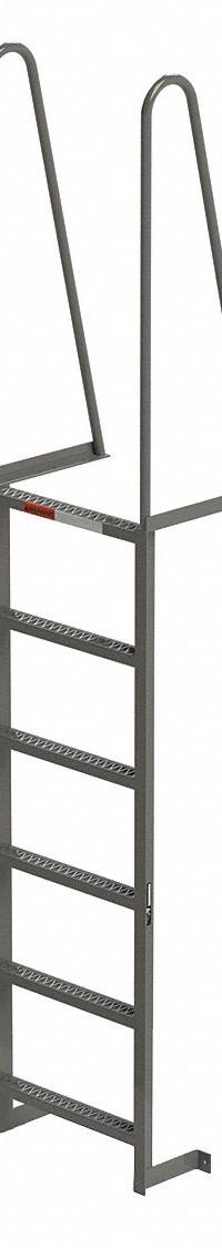 APPROVED VENDOR Fixed Ladder: 9 ft Overall Ht, 23.5 in Overall Wd, Steel, 300 lb Load Capacity (MPN MDT06). Key specifications — attr1050722: APPROVED VENDOR; attr1050760: Assembled; attr1083696: 1.