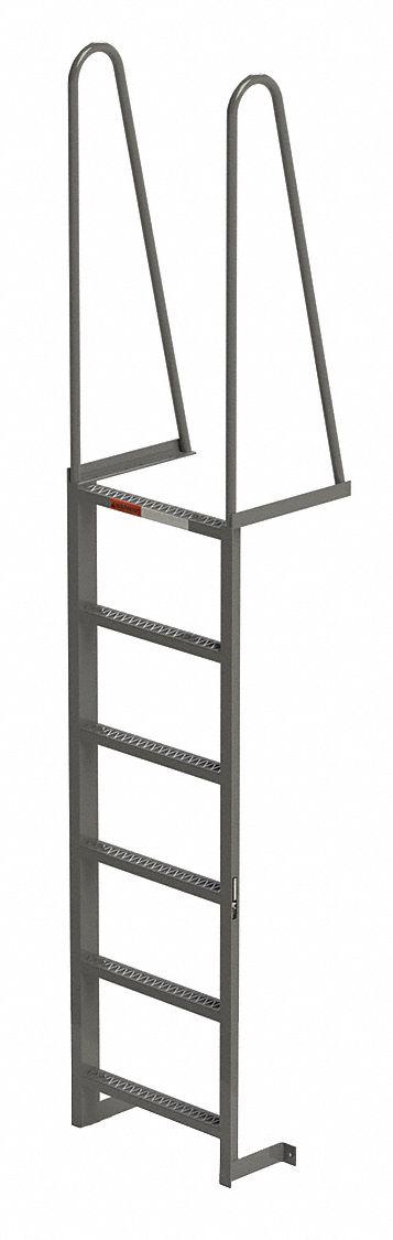 APPROVED VENDOR Fixed Ladder: 9 ft Overall Ht, 23.5 in Overall Wd, Steel - Walk Through Fixed Ladders