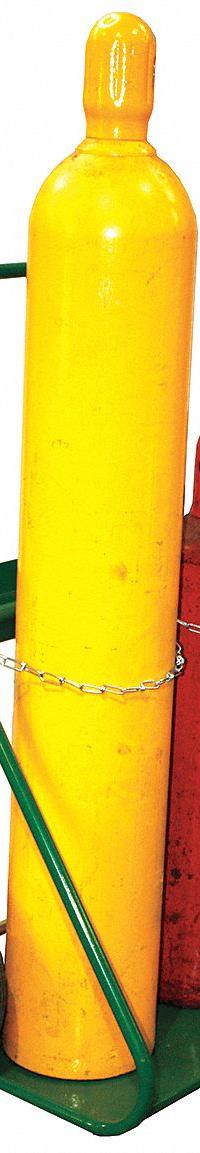 SAFTCART Cylinder Hand Truck: 400 lb, Side by Side, 2 Cylinder, 24 in W x 13 in D Nose Plate (MPN 401-14). Key specifications — attr1343829: SAFTCART; attr1343789: Green; attr1343794: Chain.