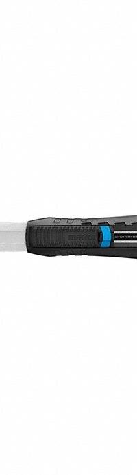 MARTOR Utility Knife: 6 1/2 in Overall Lg, Textured, 3/4 in Overall Wd, Black/Blue, Button (MPN 383001.02). Key specifications — attr307884: Button; attr307885: Steel Double Bevel Edge-Ground; attr307882: Blue; attr307878: Textured; attr307881: Glass Fiber Reinforced Plastic; attr324892: MARTOR.