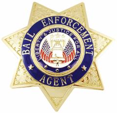 HEROS PRIDE Metal Badge: Bail Enforcement Agent - Star, 3 in x 3 in, Gold, Metal, Badge (MPN 4132G). Key specifications — attr1074238: Pin and Safety Catch; attr188498: 3 in x 3 in; attr188499: Gold; attr188500: Metal; attr188503: Bail Enforcement Agent - Star; attr193746: HEROS PRIDE.