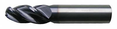 CLEVELAND Ball End Mill: Carbide, 4 Flute, 3/16" Mill Dia, 7/16" LOC, 2" OAL (MPN C60109) - Fast-Cutting Carbide Ball End Mills