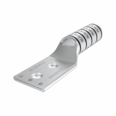 BURNDY Compression Lug: For 2/0 AWG, Stranded Wire, 1/4 in Stud Size, Long - Two-Hole Compression Lugs