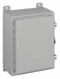 WIEGMANN Enclosure: Steel, 30 in x 24 in x 12 in, NEMA 12/13, Solid Cover, Hinged (MPN N12302412). Key specifications — Brand: WIEGMANN; Closure Method: Clamps; Knockouts: Not Included.