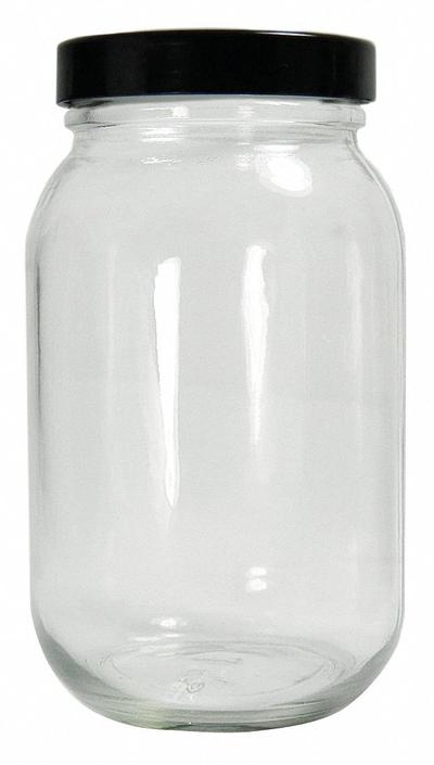 APPROVED VENDOR Sampling Bottle: 240 mL, 58-400, Colorless, 24 Bottles - Clear Wide Mouth Round Glass Lab Bottles