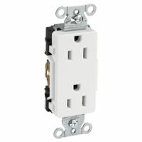 HUBBELL Receptacle: Decorator Duplex, 5-15, White, 125V AC, 15 A, 2 Pole / 3 Wire (MPN DR15WHI)