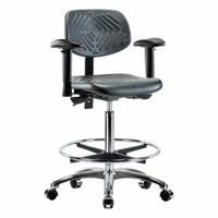 Ergonomic Chair: Polyurethane, Arms Included, Ht Range 24 1/2 in to 34 3/4 in, 16 in Seat Wd, Adj (MPN BR-PHBCH-CR-T1-A1-CF-CC-BLK). Key specifications — Foot Support: Yes; Back Tilt Backward: 13.5°; Back Tilt Forward: 10.5°; Base Material: Aluminum; Brand: APPROVED VENDOR; Product Type: Ergonomic Chair; ESD-Safe: Not ESD Safe; Seat Tilt Backward: 3°.