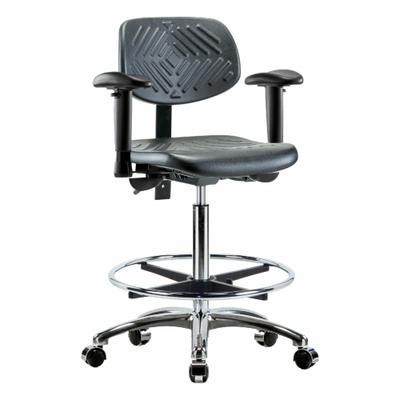 APPROVED VENDOR Ergonomic Chair: Polyurethane, Arms Included, Ht Range 24 1/2 in to 34 3/4 in - Polyurethane Lab Chairs