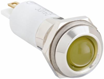 APPROVED VENDOR Raised Panel Light: 12 mm Panel Mounting Hole Dia, LED, Yellow, Raised Head - LED Indicator Pilot Lights