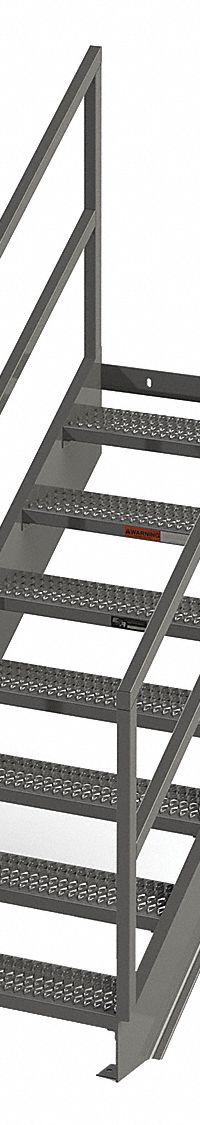 APPROVED VENDOR Portable Stairs: 7.7 ft Overall Ht, Steel, 500 lb Load Capacity, Serrated, 7 Steps (MPN IS56-36). Key specifications — Color: Gray; Brand: APPROVED VENDOR.