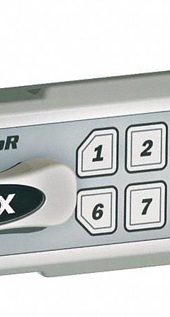 COMPX REGULATOR Electronic Keyless Lock: Brushed Nickel, Deadlatch, 1 1/2 in Body Ht, 12 Buttons (MPN REG-S-R-3). Key specifications — Finish: Brushed Nickel; Latch Type: Deadlatch; Brand: COMPX REGULATOR; Manufacturer Part Number: REG-S-R-3.
