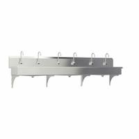 SANI-LAV Wash Station: 6 Stations, 8 in Bowl Dp, 117 in Bowl Lg, 16 1/2 in Bowl Wd, Faucet Included (MPN 512WAL). Key specifications — Includes Side Splash: Side Splash Not Included; Series: Stainless Steel Wash-Station; Brand: SANI-LAV; Power Source: AC Powered.
