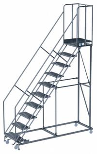 BALLYMORE Ladder: 5.8 ft Platform Ht, Assembled, Steel, Manual Lock, Perforated, 32 in x 71 in (MPN WT-LA073221P). Key specifications — Includes Handrails: Handrails Included; Material: Steel; Brand: BALLYMORE; Color: Gray.