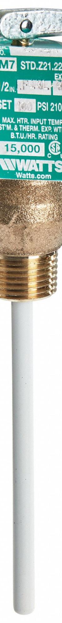 WATTS Temperature and Pressure Relief Valve: MNPT x FNPT, 1/2 in x 1/2 in Connection Size (MPN 1/2 LF1XL 150-210). Key specifications — Brand: WATTS; Body Material: Copper Silicon Alloy.