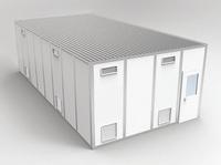 PORTA-FAB Modular Cleanroom: 32 ft x 16 ft x 10 ft, 512 sq ft Int Area, STC 31 (MPN 8CR1632). Key specifications — Brand: PORTA-FAB; Sound Transmission Coefficient: STC 31; Wall Material: Steel; Assembled: Unassembled.