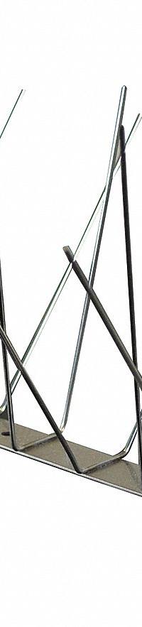 BIRD BARRIER Bird Repellent Spikes: Std, Stainless Steel Base, Silver, 102 ft Overall Lg (MPN BP-S4100). Key specifications — Brand: BIRD BARRIER; Spike Material: Stainless Steel; Targeted Birds: Pigeons; Base Material: Stainless Steel; Ledge Width: Standard.