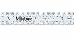 MITUTOYO Flexible Rule: 182-225, 12 in / 300 mm, 0.02 in Thick, 0.5 mm/1/64 in, Chrome, Black, Flex. Key specifications — attr939978: 0.5 mm; attr934745: MITUTOYO; attr944504: Inside Read; attr944509: Chrome; attr939993: Decimal; attr986193: Etched.