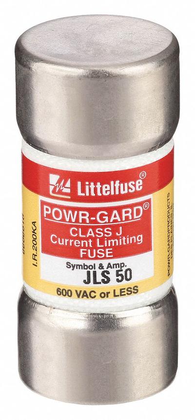 LITTELFUSE Fuse: JLS Series, Class J, Cylindrical Body, Fast-Acting, 50 A, 600 V AC - Fast-Acting Cylindrical Fuses