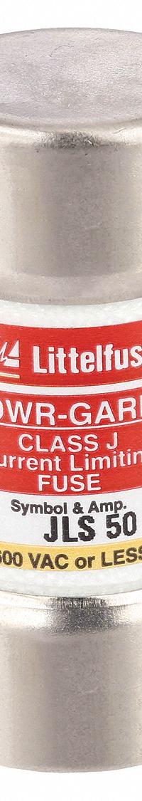 LITTELFUSE Fuse: JLS Series, Class J, Cylindrical Body, Fast-Acting, 50 A, 600 V AC, Non-Indicating (MPN JLS050). Key specifications — attr1287274: JLS; attr211200: LITTELFUSE.
