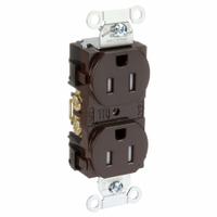 HUBBELL Receptacle: Duplex, 5-15, Brown, 125V AC, 15 A, 2 Pole / 3 Wire (MPN BR15TR)