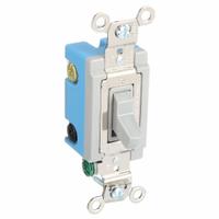 BRYANT Wall Switch: Toggle Switch, 4-Way, Maintained, Gray, 120/277V AC, 15 A (MPN 4804GRY). Key specifications — Illuminated: No; Voltage Rating: 120/277V AC.