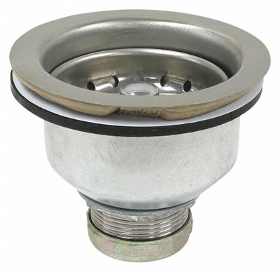 PERFECT PUTTY Strainer: Stainless Steel, Chrome, 2 1/2 in Overall Ht, 4 1/2 in Overall Dia - Sink Drains with Basket Strainer without Tailpiece