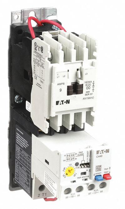 EATON Magnetic Motor Starter: Non-Reversing, 3 Poles, NEMA Size 00, 9 A - Non-Reversing Starters with Electronic Overloads