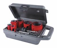 MORSE Hole Saw Kit: 12 Pieces, 1 15/16 in Max. Cutting Dp, Bi-Metal, 5/6 Teeth per Inch (MPN MHS100). Key specifications — attr1098178: 5/6; attr1098172: MORSE.