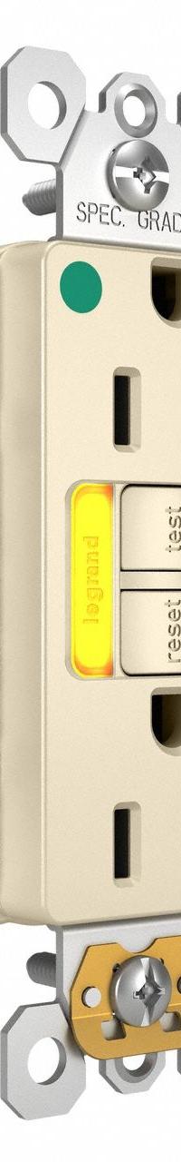 LEGRAND GFCI: Hospital Grade, Duplex, 5-20R, Light Almond, GFCI, 125V AC, 20 A, 2 Pole / 3 Wire (MPN 2097HGTRPIAMBLA)
