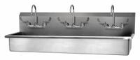 SANI-LAV Wash Station: 3 Stations, 8 in Bowl Dp, 57 in Bowl Lg, 16 1/2 in Bowl Wd, Faucet Included (MPN 56WFL-0.5). Key specifications — Includes Side Splash: Side Splash Not Included; Series: Stainless Steel Wash-Station; Brand: SANI-LAV.