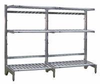 NEW AGE INDUSTRIAL Cantilever Rack: 120 in x 21 in x 72 in, 3 Shelves, 300 lb Shelf Capacity (MPN 99880). Key specifications — Material: Aluminum; Shelf Configuration: Standalone; Brand: NEW AGE INDUSTRIAL.
