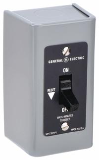 GE Manual Motor Starter: Non-Reversing, 2 Poles, 16 A, Thermal Protection, Toggle Switch (MPN CR101H1). Key specifications — Brand: GE; Thermal Units Required: 1 (Not Included).