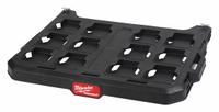 MILWAUKEE PACKOUT Racking System: 21 in W x 16 5/8 in D x 3 15/16 in H x 21 in L, Metal/Polymer (MPN 48-22-8481). Key specifications — attr1120120: Reinforced Frame; attr1122761: E-Track Rails; attr1122763: Full Compact Trucks; attr1120130: MILWAUKEE; attr1120217: Metal; attr1120218: Black.