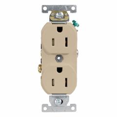 LEVITON Plugs and Receptacles: Duplex, 5-15, Ivory, 125V AC, 15 A, 2 Pole / 3 Wire (MPN TCR15-I)