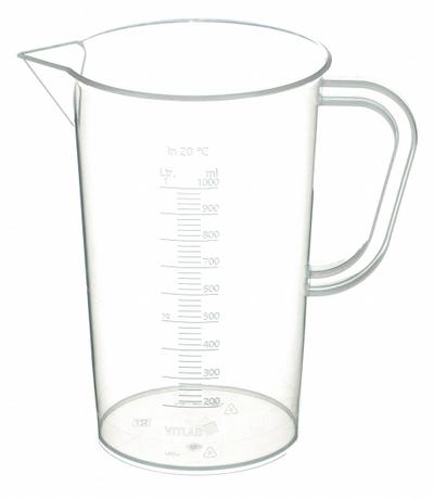 APPROVED VENDOR Beaker: Tall Form with Handle, Printed Graduation, Polypropylene, Clear - Tall Form Plastic Beakers with Handles