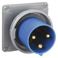 HUBBELL Pin and Sleeve Inlet: Blue, 250V AC, Single Phase, 100 A, 2 Pole, 3 Wire, IEC Grounding (MPN HBL3100B6W). Key specifications — Brand: HUBBELL.
