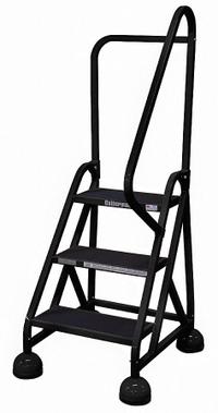 COTTERMAN Rolling Ladder: 2.3 ft Platform Ht, Partially Assembled, Steel, Wt-Actuated Auto-Lock (MPN ST-303 A2 C7 P5). Key specifications — Includes Handrails: Handrails Included; Material: Steel; Brand: COTTERMAN; Color: Black.