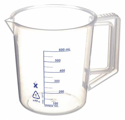 APPROVED VENDOR Beaker: Low Form with Handle, Polypropylene, 600 mL - Low Form Plastic Beakers With Handles