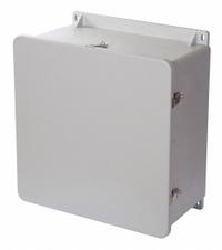 WIEGMANN Enclosure: Fiberglass, 24 in x 24 in x 10 in, NEMA 1/12/3R/4X/6P, Hinged, Solid Cover (MPN HW-J242410CHQR). Key specifications — Brand: WIEGMANN; Closure Method: Padlock Hasp; Knockouts: Not Included.