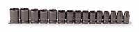 PROTO Impact Socket Set: 1/2 in Drive Size, Small Set (0-50 pieces) Set Size, 15 Pieces, Black Oxide (MPN J74204). Key specifications — attr1204251: PROTO; attr1215453: 1/2 in; attr1215454: 10 mm to 24 mm.