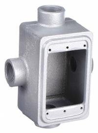 APPLETON ELECTRIC Electrical Box: Iron, Rectangular, 1 Gangs, 3/4 in Hub Size, 25 cu in Capacity (MPN FDX-1-75). Key specifications — Color: Gray; Brand: APPLETON ELECTRIC.