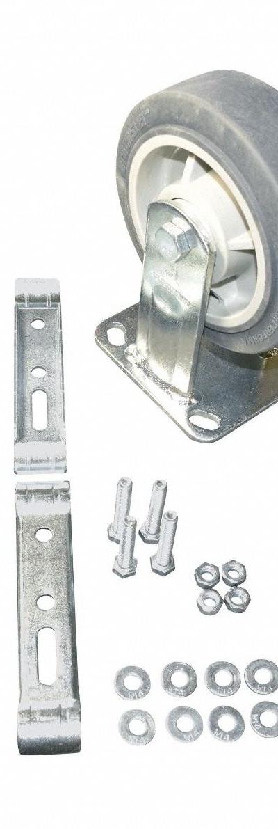 FLEXPIPE Caster Kit: Caster Kit, Silver/Gray, 500 lb Load Capacity - Max, Rubber - Casters & Feet for Clamp-On Pipe Systems
