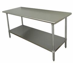 ADVANCE TABCO Work Table: Fixed Ht, Stainless Steel, 72 in x 36 in, 630 lb Overall Load Capacity (MPN GLG-366). Key specifications — Brand: ADVANCE TABCO.