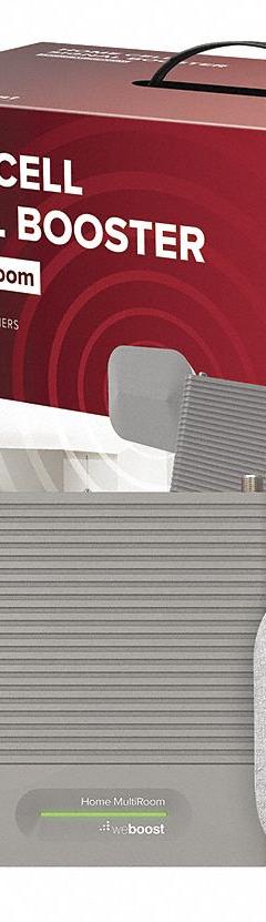 WEBOOST Signal Amplifier: 65 dB Max Gain, Multiple, 5G, 110 to 240V AC (MPN 470144). Key specifications — Signal Type: 5G; Includes: Flat Window Cable; Multiple Users - Signal Amplifier: Multiple; Brand: WEBOOST; Operating Voltage: 110 to 240V AC.