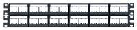 Patch Panel with Labels: 2 Rack Units, 48 Ports, Flat, Label Pocket/Not Numbered, Unshielded (MPN CPPL48WBLY). Key specifications — Brand: PANDUIT; Compatible Adapter Type: Panduit Mini-Com Modules; Material: Steel; _Access Type: Front Access; _Port Labeling: Not Numbered; _Series: Mini-Com; _Shielded: Unshielded.