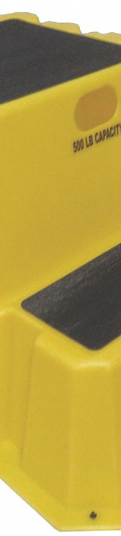 DPI Step Stool: 2 Steps, 1.7 ft Overall Ht, 500 lb Load Cap, Plastic, 1.7 ft Standing Ht (MPN NST-2-14). Key specifications — Brand: DPI; Color: Yellow.